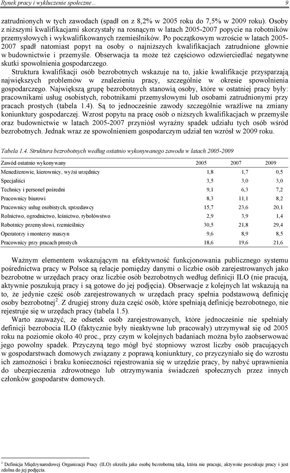 Po początkowym wzroście w latach 2005-2007 spadł natomiast popyt na osoby o najniższych kwalifikacjach zatrudnione głownie w budownictwie i przemyśle.