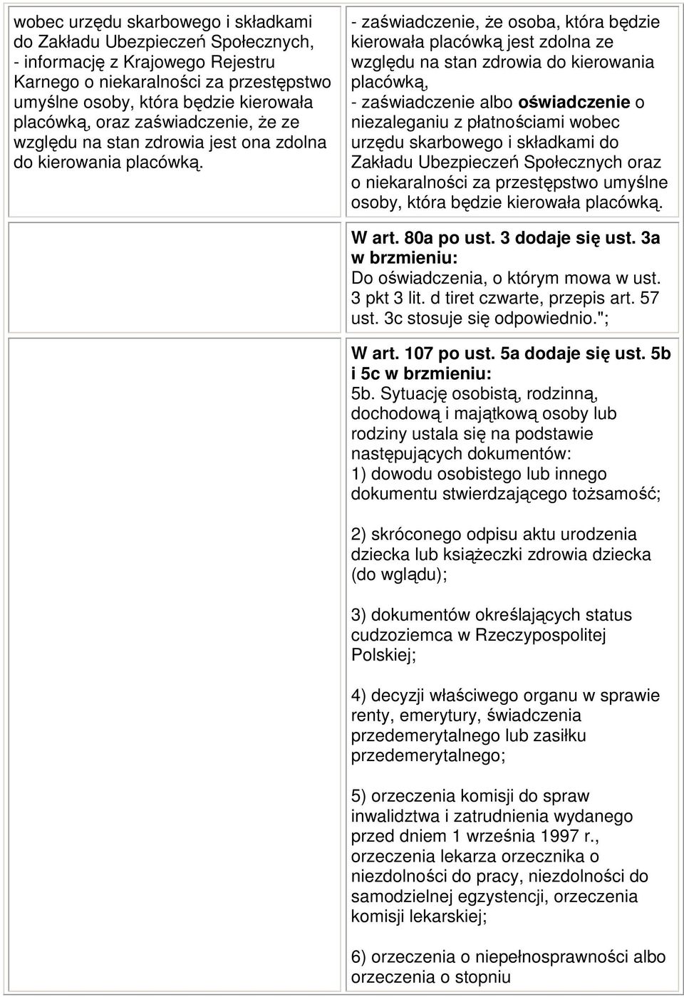 - zaświadczenie, że osoba, która będzie kierowała placówką jest zdolna ze względu na stan zdrowia do kierowania placówką, - zaświadczenie albo oświadczenie o niezaleganiu z płatnościami wobec urzędu