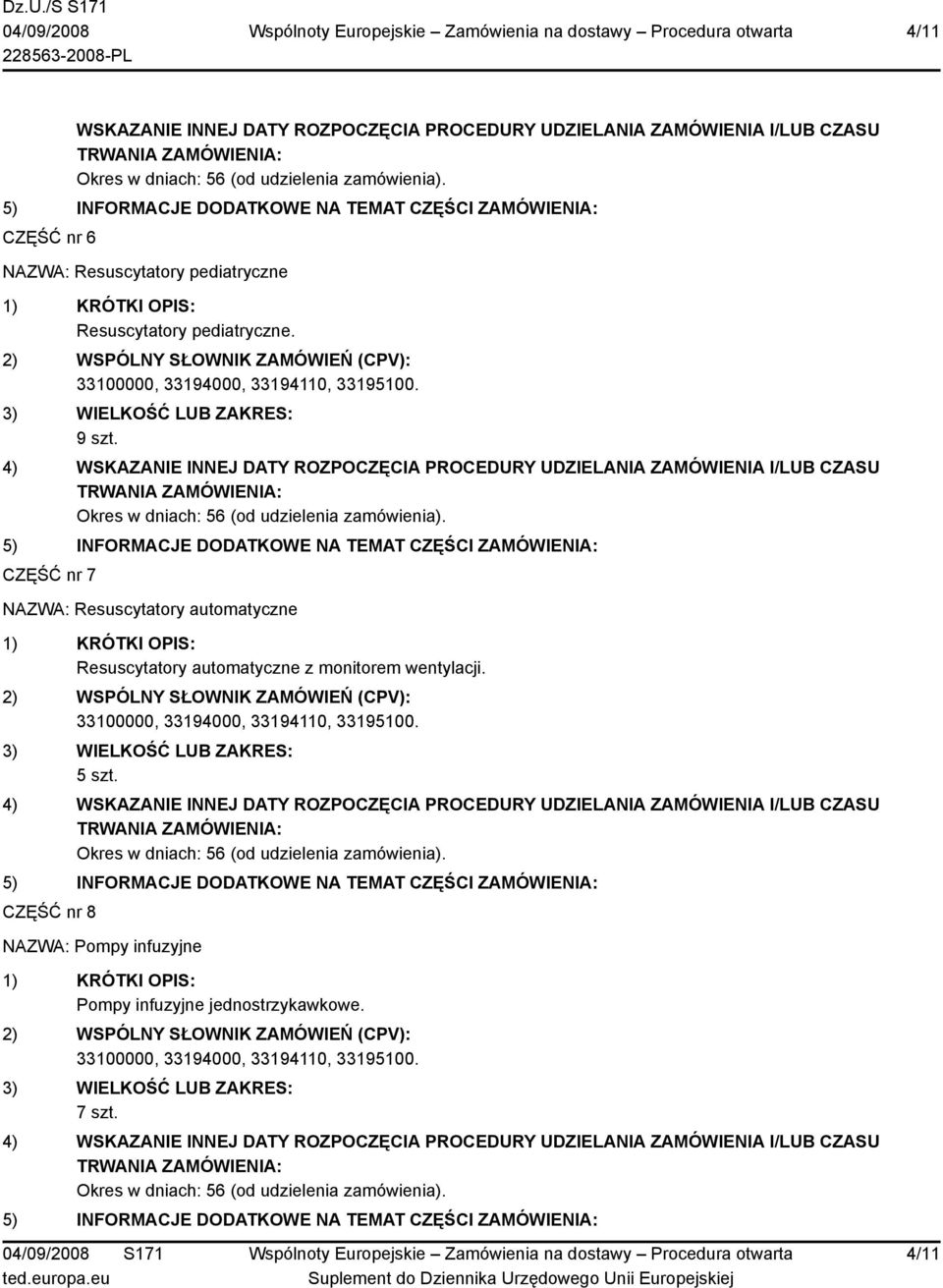 CZĘŚĆ nr 7 NAZWA: Resuscytatory automatyczne Resuscytatory automatyczne z monitorem