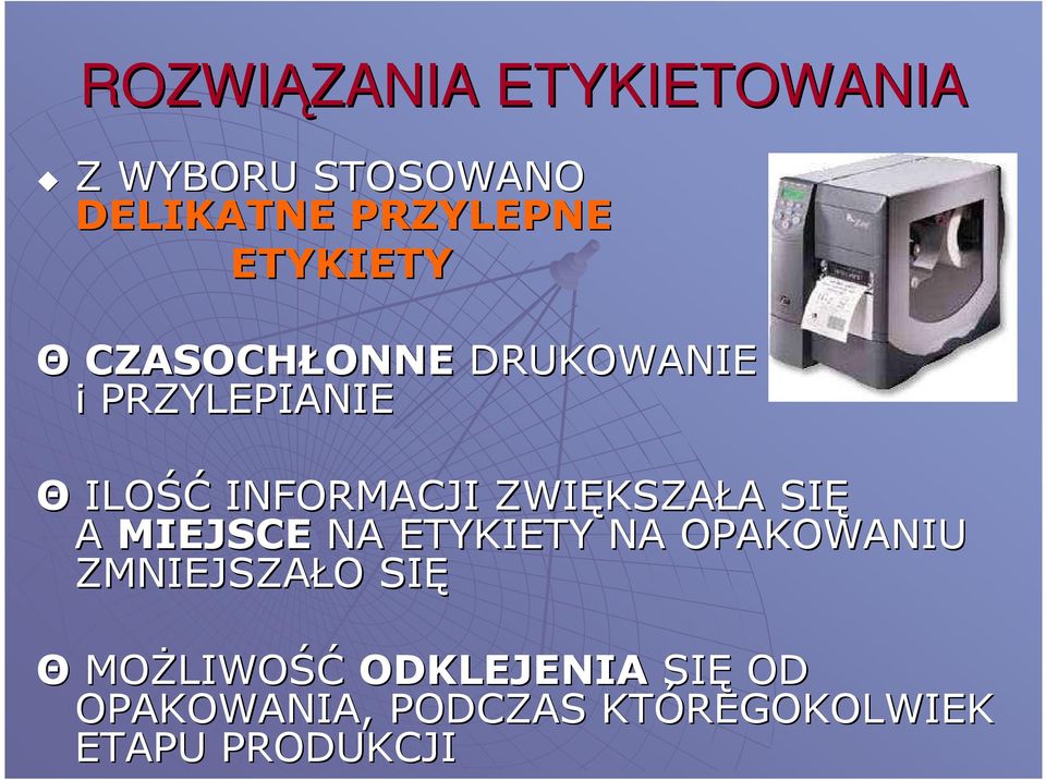 ZWIĘKSZA KSZAŁA A SIĘ A MIEJSCE NA ETYKIETY NA OPAKOWANIU ZMNIEJSZAŁO O SIĘ