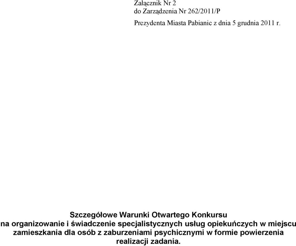 Szczegółowe Warunki Otwartego Konkursu na organizowanie i świadczenie