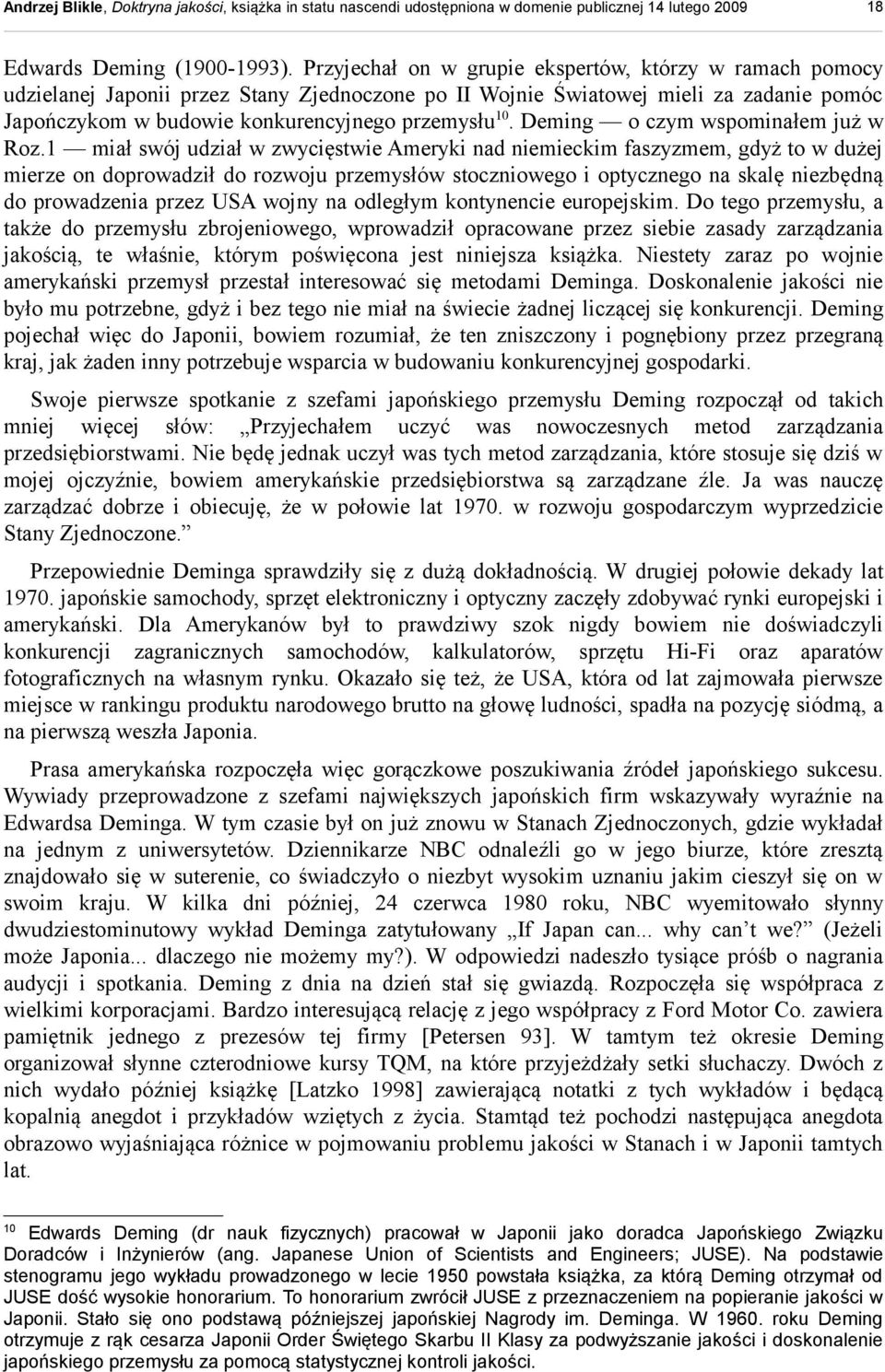 Deming o czym wspominałem już w Roz.