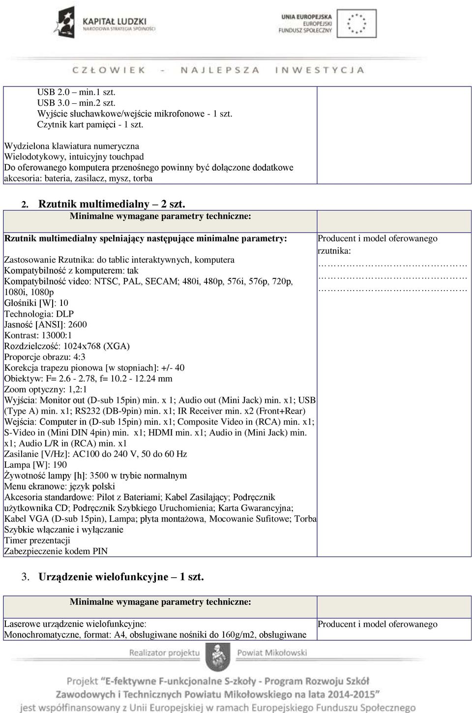 Rzutnik multimedialny 2 szt.