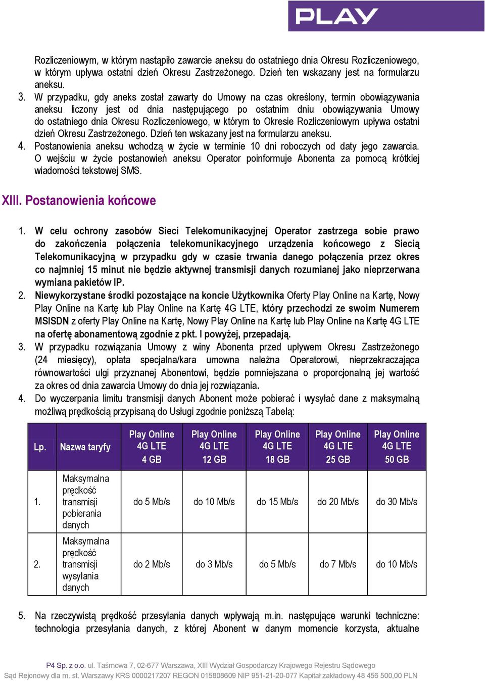 Rozliczeniowego, w którym to Okresie Rozliczeniowym upływa ostatni dzień Okresu Zastrzeżonego. Dzień ten wskazany jest na formularzu aneksu. 4.