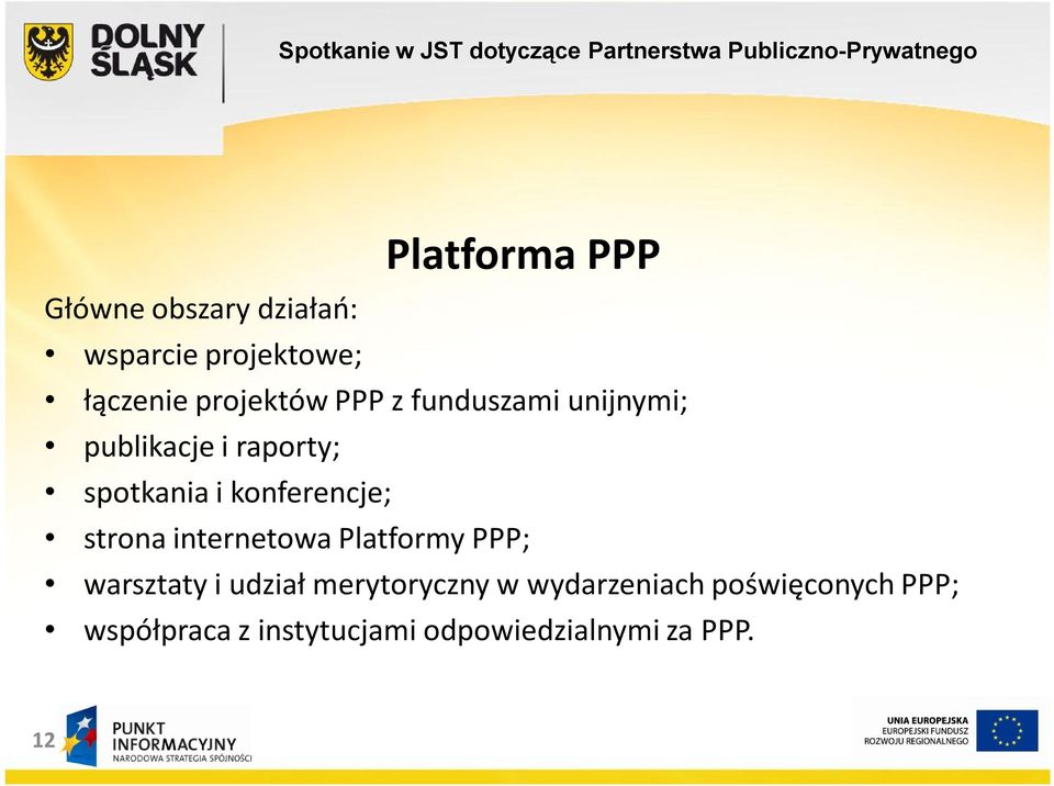 konferencje; strona internetowa Platformy PPP; warsztaty i udział