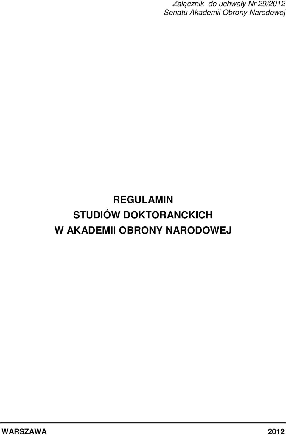 REGULAMIN STUDIÓW DOKTORANCKICH W