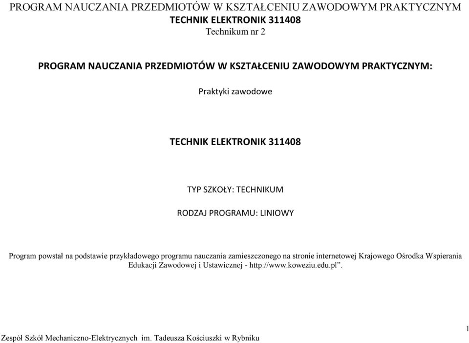 przykładowego programu nauczania zamieszczonego na stronie internetowej