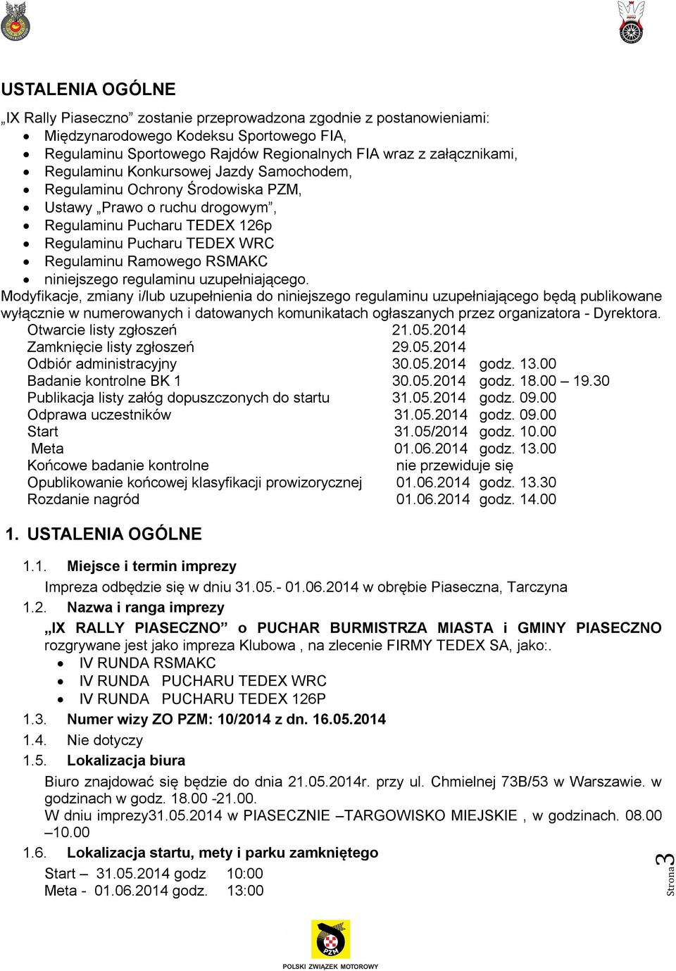 niniejszego regulaminu uzupełniającego.