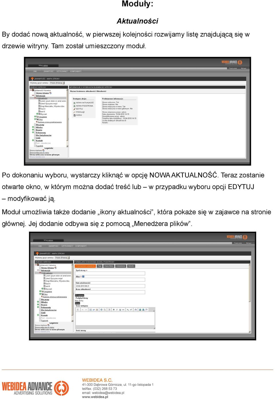 Teraz zostanie otwarte okno, w którym można dodać treść lub w przypadku wyboru opcji EDYTUJ modyfikować ją.