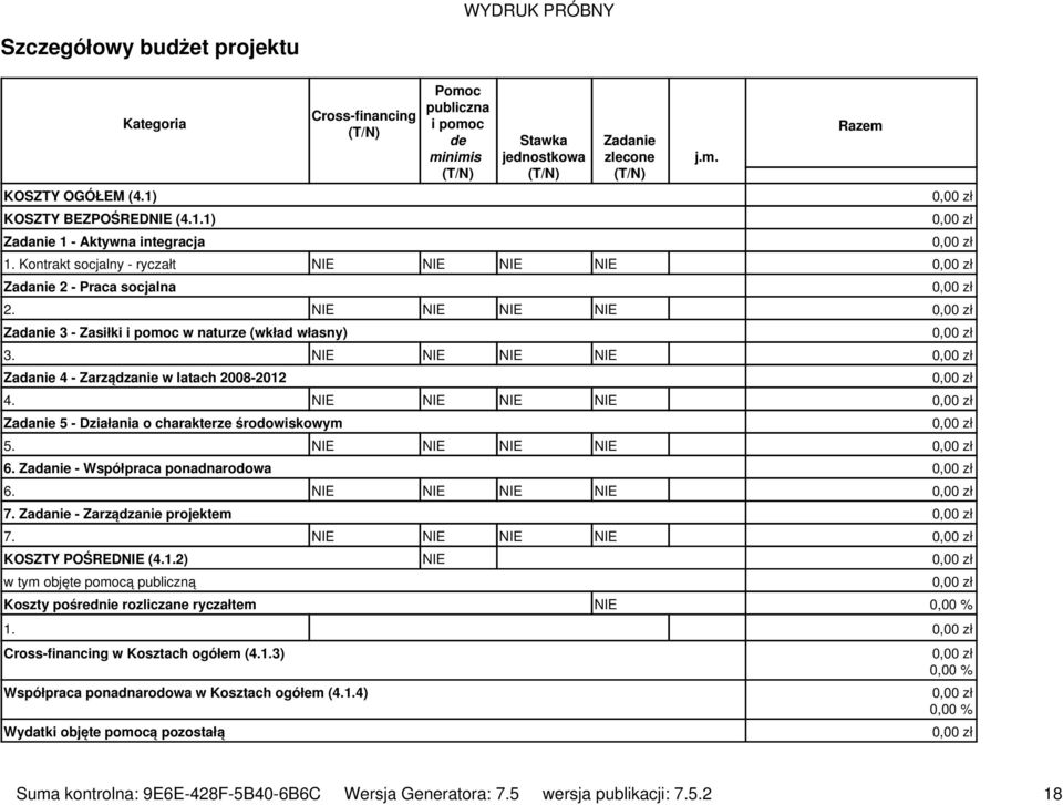 NIE NIE NIE NIE Zadanie 4 - Zarządzanie w latach 2008-2012 4. NIE NIE NIE NIE Zadanie 5 - Działania o charakterze środowiskowym 5. NIE NIE NIE NIE 6. Zadanie - Współpraca ponadnarodowa 6.