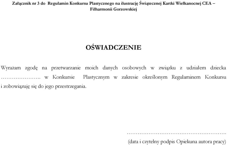 danych osobowych w związku z udziałem dziecka.