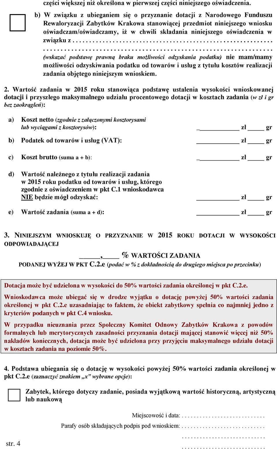 niniejszego oświadczenia w związku z.