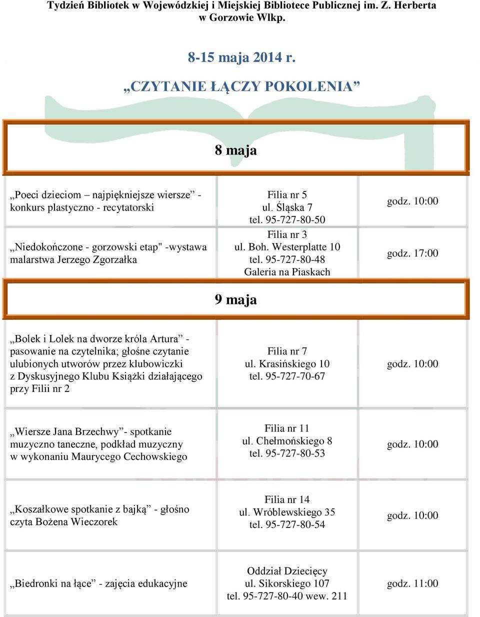 Śląska 7 tel.