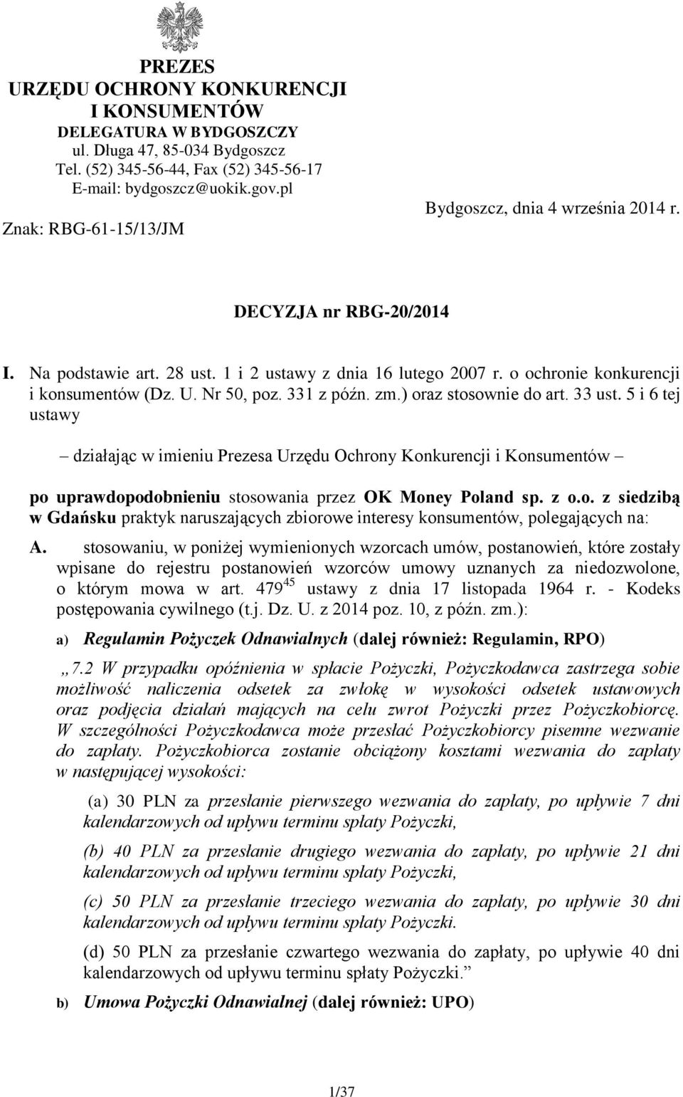 Nr 50, poz. 331 z późn. zm.) oraz stosownie do art. 33 ust.