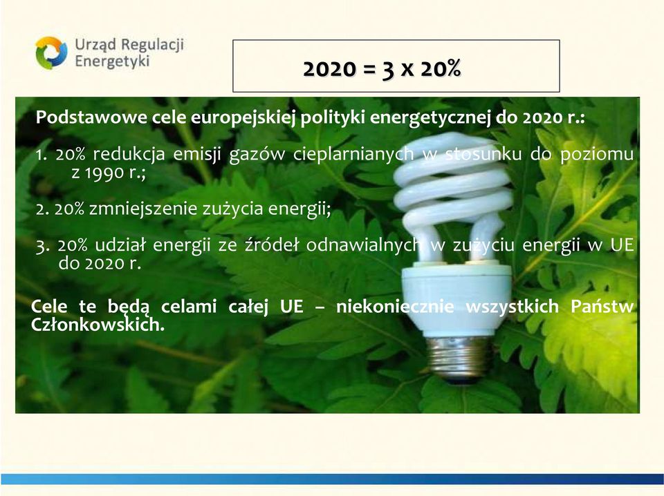 20% zmniejszenie zużycia energii; 3.