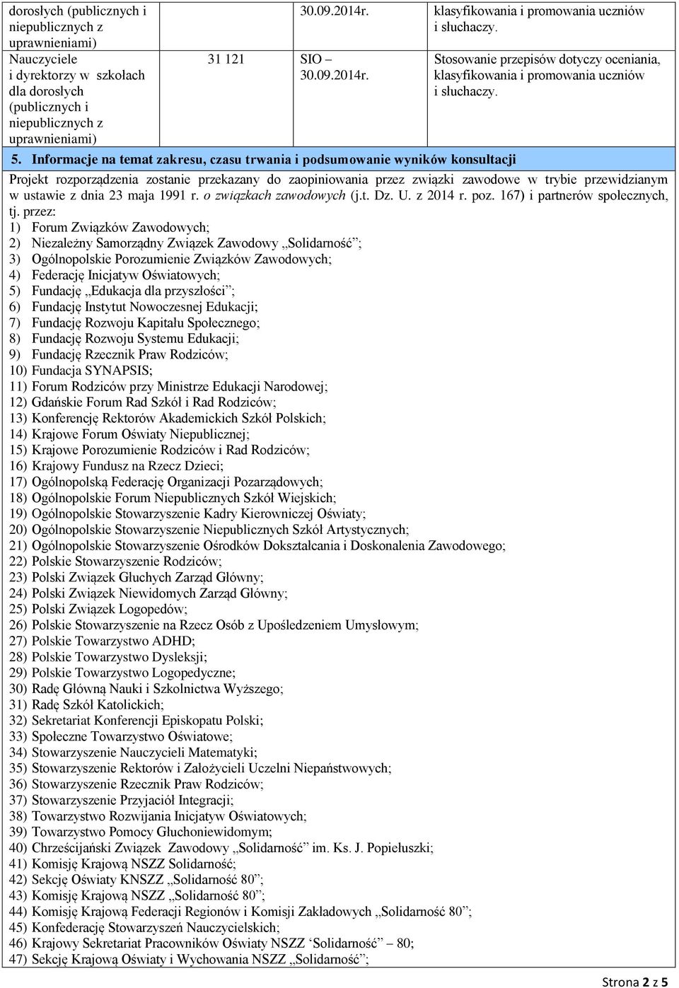 maja 1991 r. o związkach zawodowych (j.t. Dz. U. z 2014 r. poz. 167) i partnerów społecznych, tj.