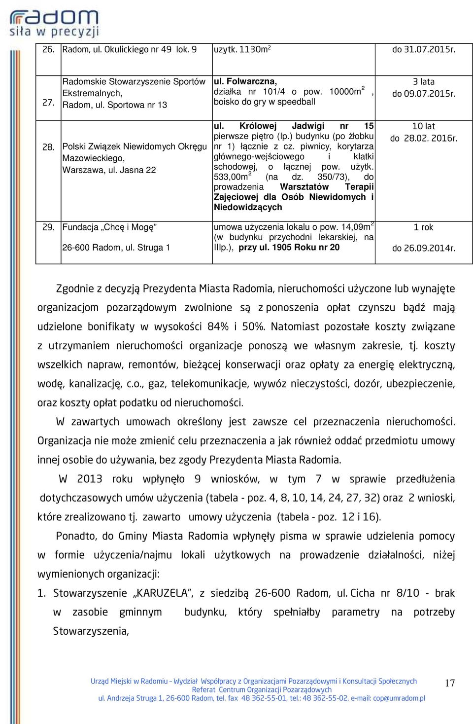 Królowej Jadwigi nr 15 pierwsze piętro (Ip.) budynku (po żłobku nr 1) łącznie z cz. piwnicy, korytarza głównego-wejściowego i klatki schodowej, o łącznej pow. użytk. 533,00m 2 (na dz.