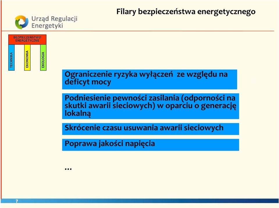 Podniesienie pewności zasilania (odporności na skutki awarii sieciowych) w