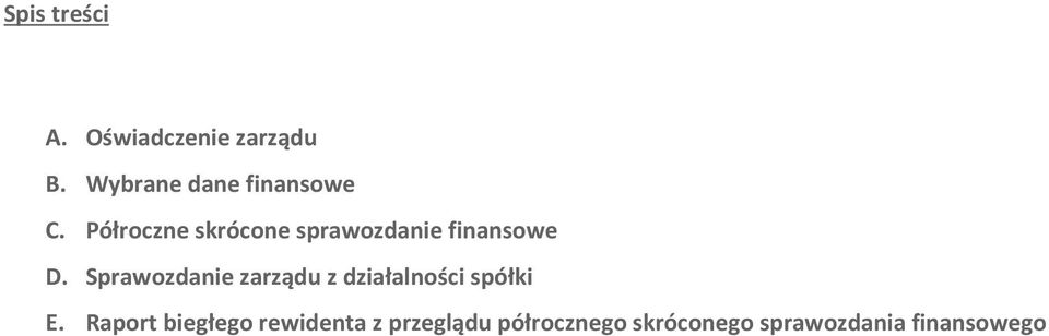Półroczne skrócone sprawozdanie finansowe D.