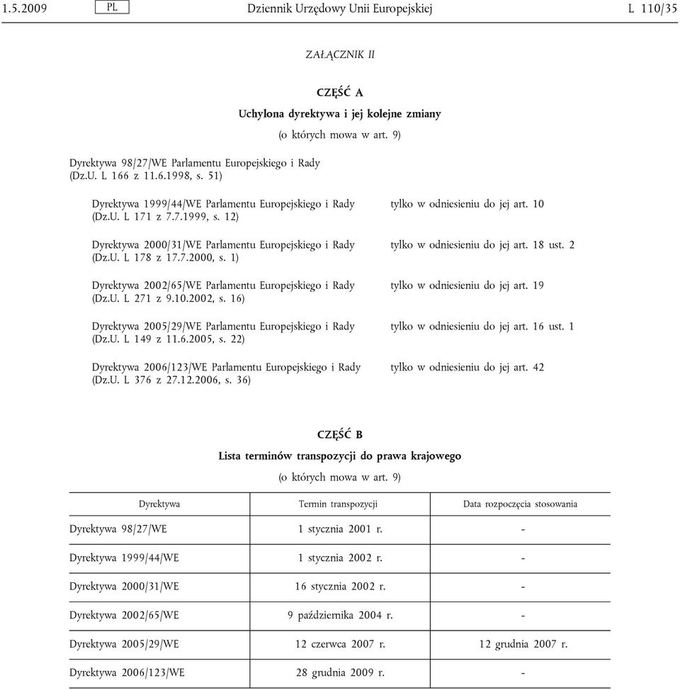 12) Dyrektywa 2000/31/WE Parlamentu Europejskiego i Rady (Dz.U. L 178 z 17.7.2000, s. 1) Dyrektywa 2002/65/WE Parlamentu Europejskiego i Rady (Dz.U. L 271 z 9.10.2002, s.