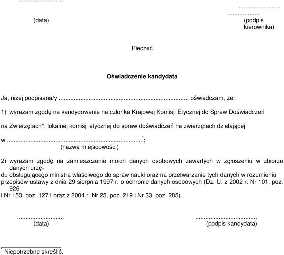 zwierzętach działającej w.