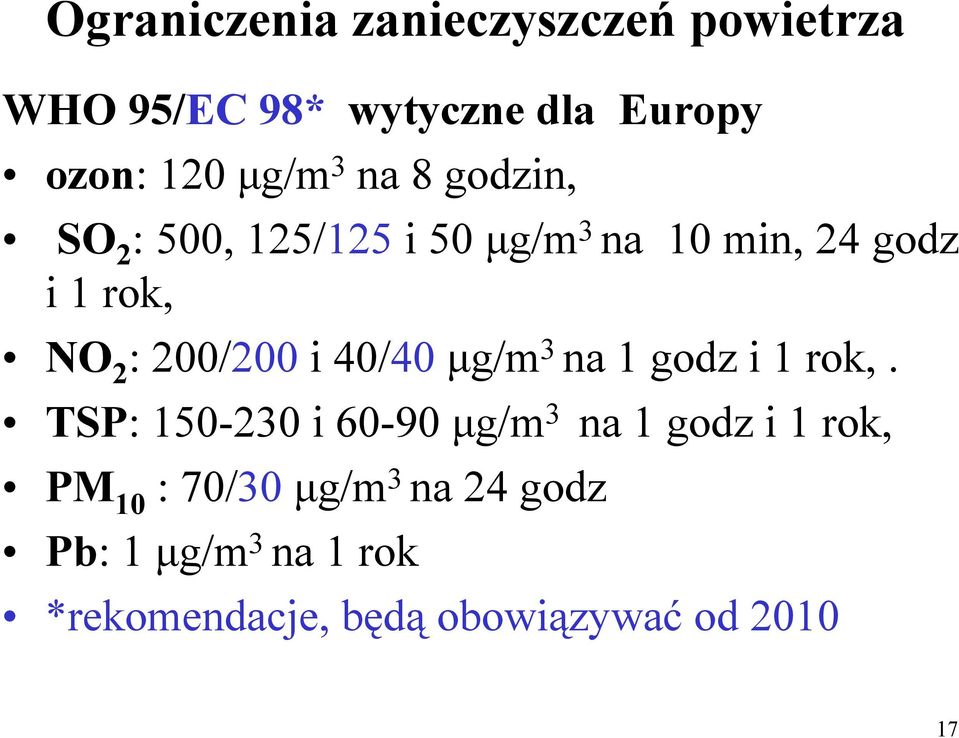 i40/40 µg/m 3 na 1 godz i 1 rok,.