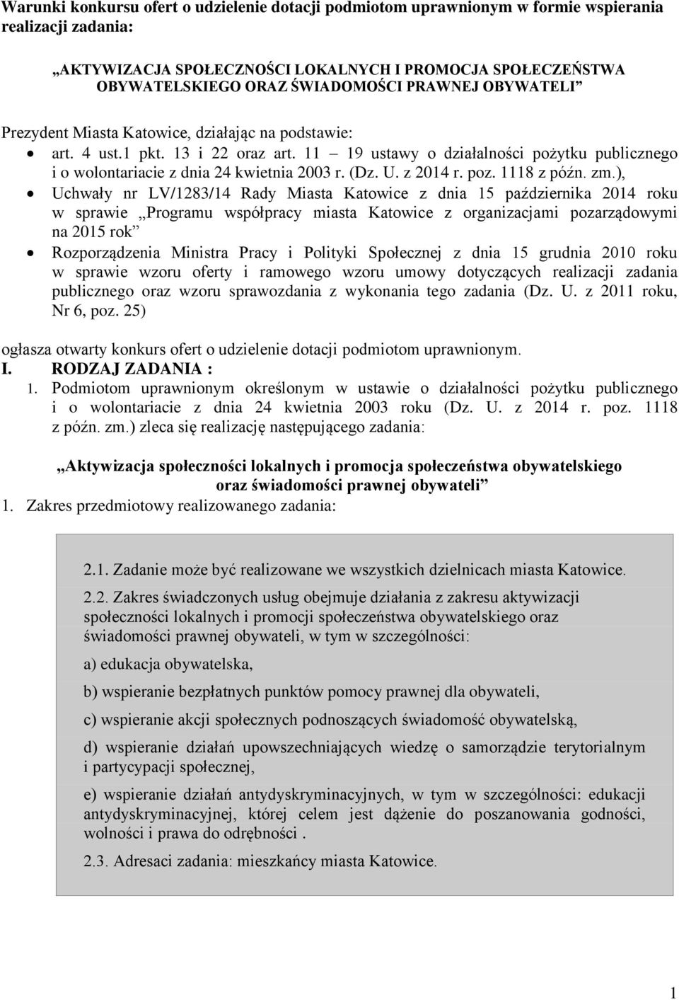 (Dz. U. z 2014 r. poz. 1118 z późn. zm.