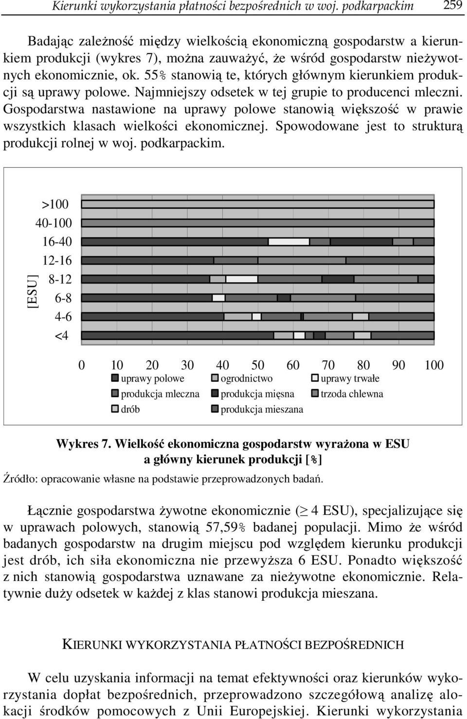 55% stanowią te, których głównym kierunkiem produkcji są uprawy polowe. Najmniejszy odsetek w tej grupie to producenci mleczni.