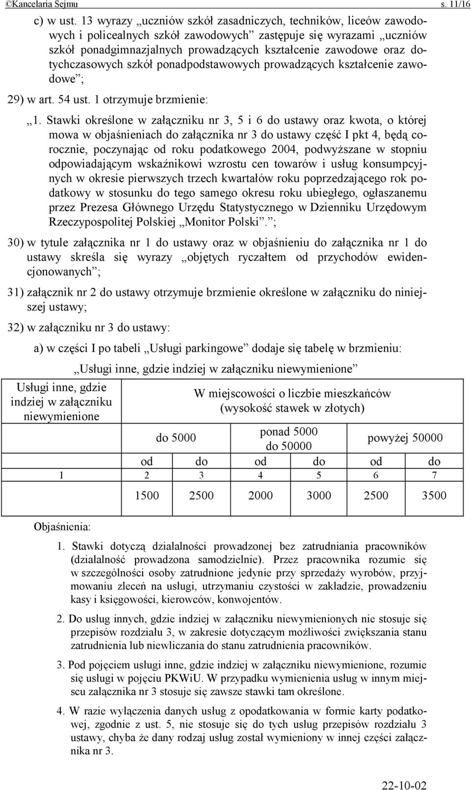 dotychczasowych szkół ponadpodstawowych prowadzących kształcenie zawodowe ; 29) w art. 54 ust. 1 otrzymuje brzmienie: 1.
