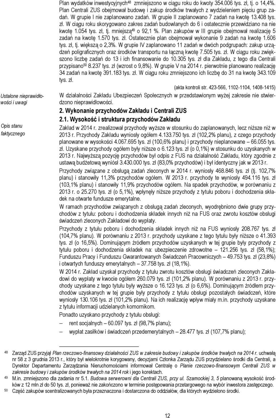 W ciągu roku skorygowano zakres zadań budowlanych do 6 i ostatecznie przewidziano na nie kwotę 1.054 tys. zł, tj. mniejszą 49 o 92,1 %.