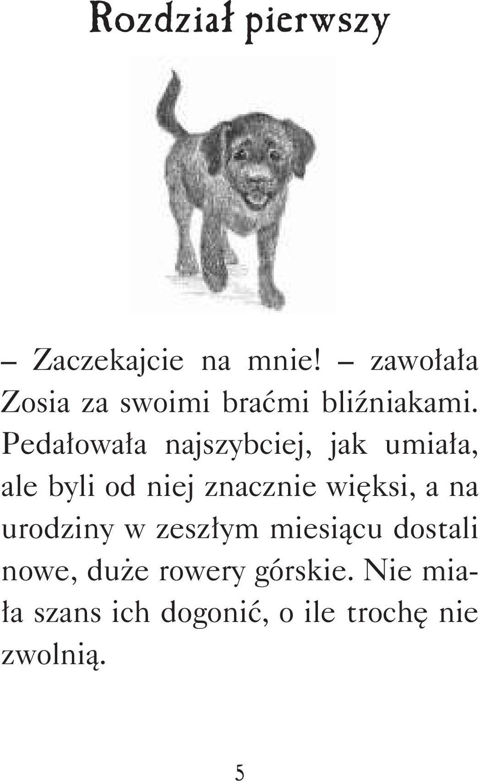 Pedałowała najszybciej, jak umiała, ale byli od niej znacznie więksi,