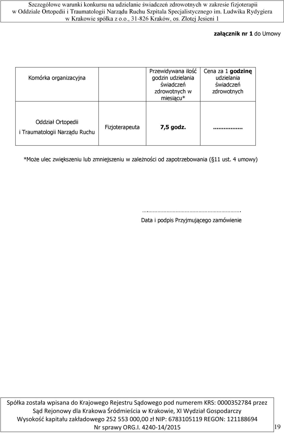 Traumatologii Narządu Ruchu Fizjoterapeuta 7,5 godz.