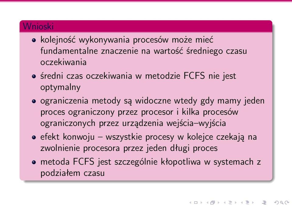 ograniczony przez procesor i kilka procesów ograniczonych przez urządzenia wejścia wyjścia efekt konwoju wszystkie procesy