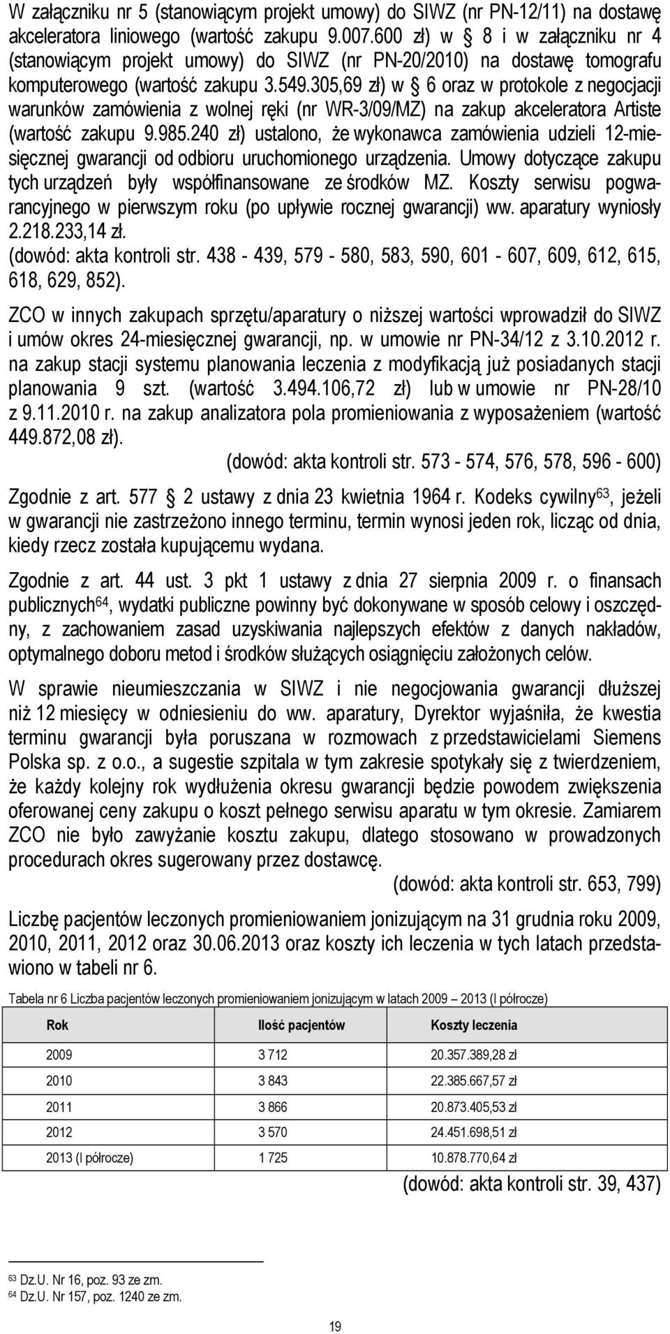 305,69 zł) w 6 oraz w protokole z negocjacji warunków zamówienia z wolnej ręki (nr WR-3/09/MZ) na zakup akceleratora Artiste (wartość zakupu 9.985.