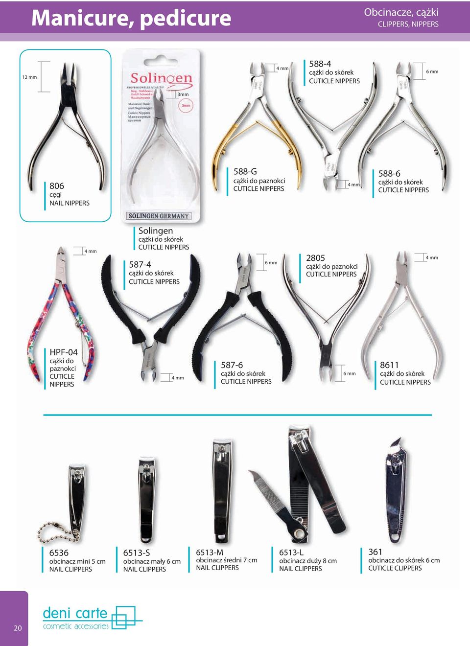 NIPPERS 4 mm HPF-04 cążki do paznokci CUTICLE NIPPERS 4 mm 587-6 cążki do skórek CUTICLE NIPPERS 6 mm 8611 cążki do skórek CUTICLE NIPPERS 6536 obcinacz mini 5 cm NAIL