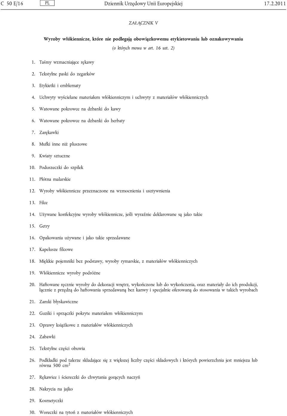Watowane pokrowce na dzbanki do kawy 6. Watowane pokrowce na dzbanki do herbaty 7. Zarękawki 8. Mufki inne niż pluszowe 9. Kwiaty sztuczne 10. Poduszeczki do szpilek 11. Płótna malarskie 12.