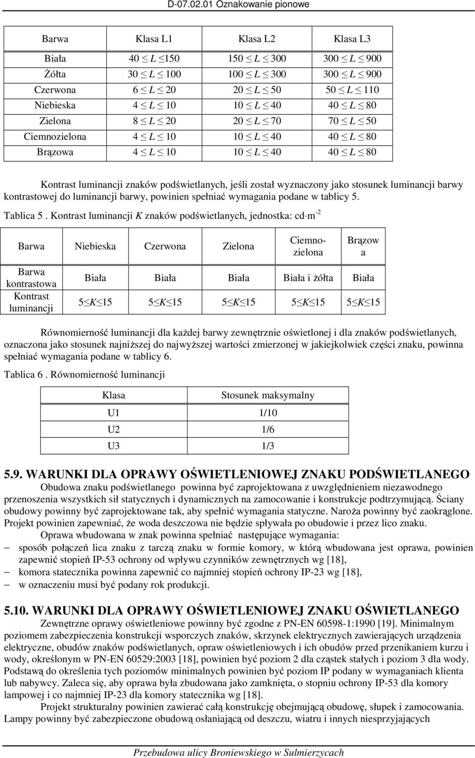 powinien spełniać wymagania podane w tablicy 5. Tablica 5.