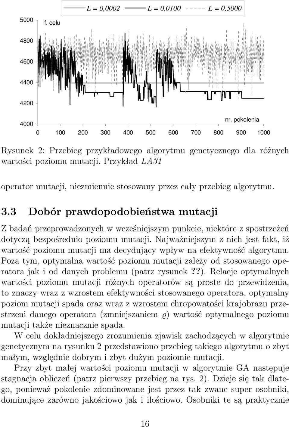 Przykład LA31 operator mutacji, niezmiennie stosowany przez cały przebieg algorytmu. 3.