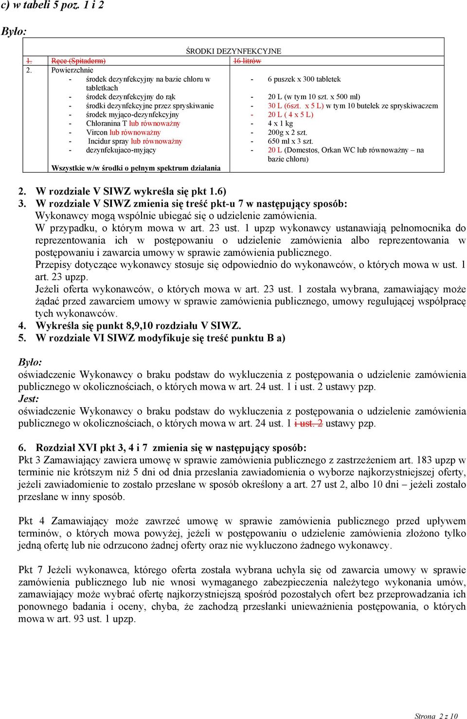 Vircon lub równoważny - Incidur spray lub równoważny - dezynfekujaco-myjący Wszystkie w/w środki o pełnym spektrum działania - 6 puszek x 300 tabletek - 20 L (w tym 10 szt. x 500 ml) - 30 L (6szt.