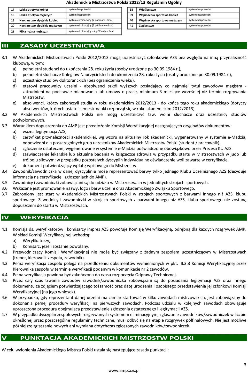 bezpośredni 21 Piłka nożna mężczyzn system eliminacyjny 4 półfinały + finał III ZASADY UCZESTNICTWA 3.