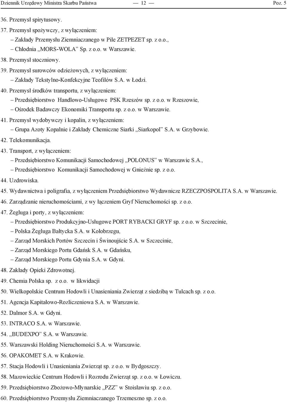 Przemysł środków transportu, z wyłączeniem: Przedsiębiorstwo Handlowo-Usługowe PSK Rzeszów sp. z o.o. w Rzeszowie, Ośrodek Badawczy Ekonomiki Transportu sp. z o.o. w Warszawie. 41.