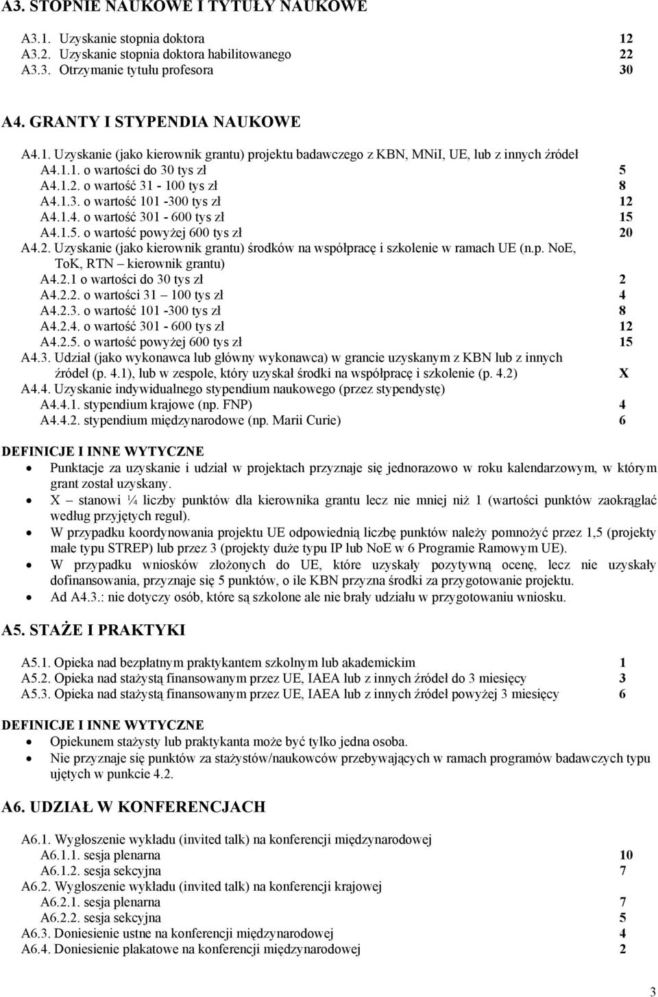 p. NoE, ToK, RTN kierownik grantu) A4.2.1 o wartości do 30 tys zł 2 A4.2.2. o wartości 31 100 tys zł 4 A4.2.3. o wartość 101-300 tys zł 8 A4.2.4. o wartość 301-600 tys zł 12 A4.2.5.