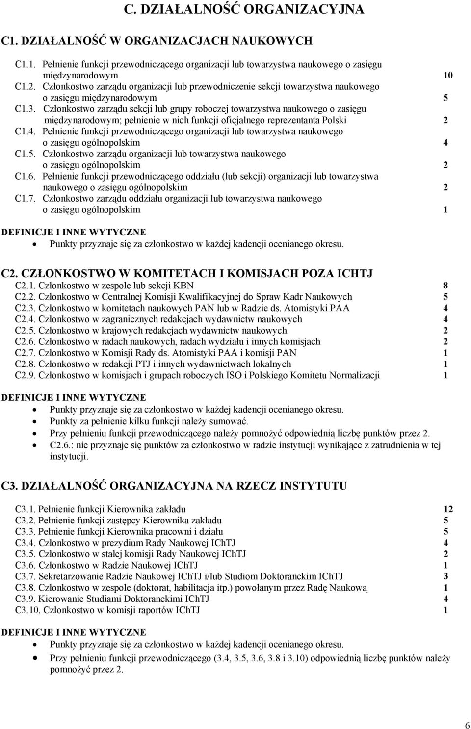 Członkostwo zarządu sekcji lub grupy roboczej towarzystwa naukowego o zasięgu międzynarodowym; pełnienie w nich funkcji oficjalnego reprezentanta Polski 2 C1.4.