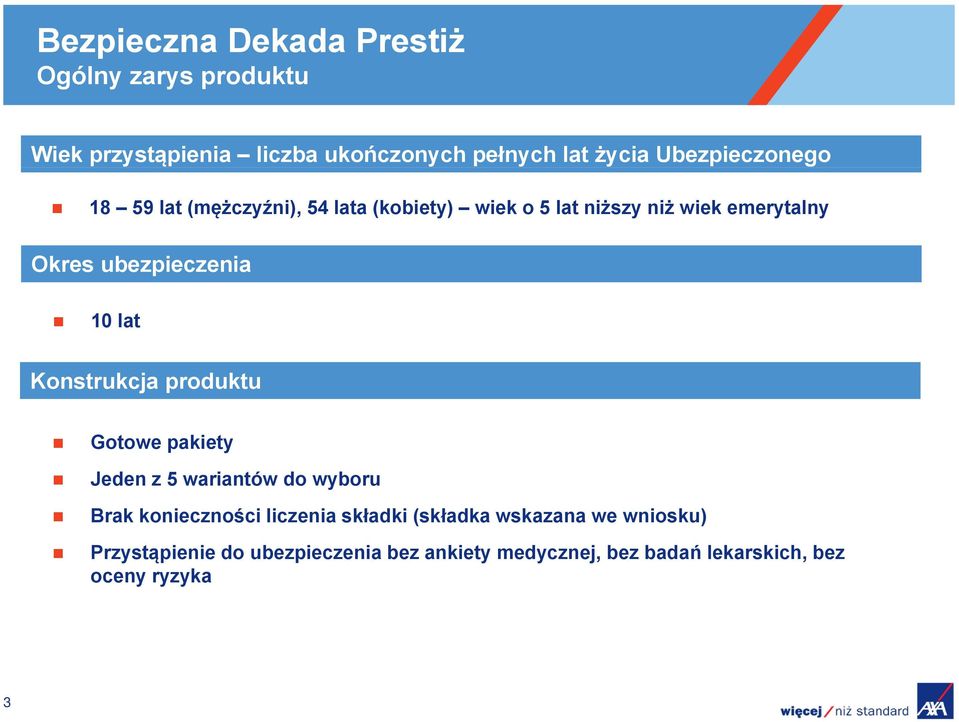 Konstrukcja produktu Gotowe pakiety Jeden z 5 wariantów do wyboru Brak konieczności liczenia składki