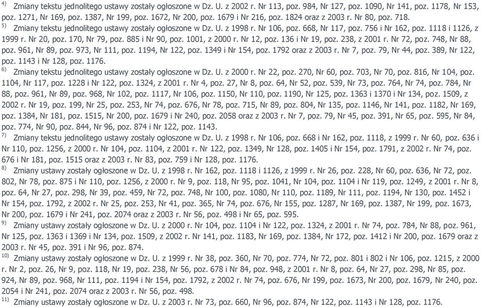 1118 i 1126, z 1999 r. Nr 20, poz. 170, Nr 79, poz. 885 i Nr 90, poz. 1001, z 2000 r. Nr 12, poz. 136 i Nr 19, poz. 238, z 2001 r. Nr 72, poz. 748, Nr 88, poz. 961, Nr 89, poz. 973, Nr 111, poz.