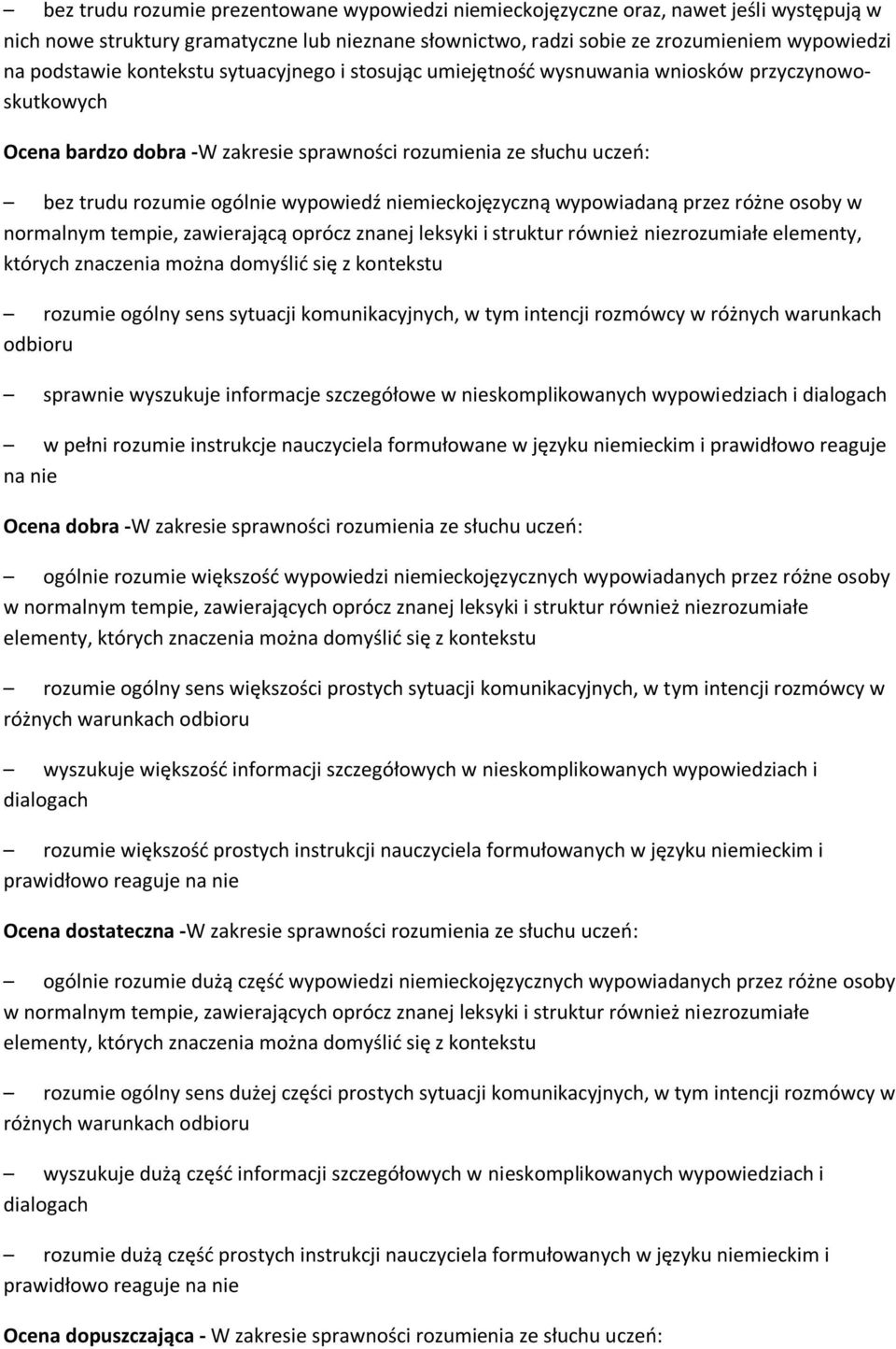 niemieckojęzyczną wypowiadaną przez różne osoby w normalnym tempie, zawierającą oprócz znanej leksyki i struktur również niezrozumiałe elementy, których znaczenia można domyślid się z kontekstu