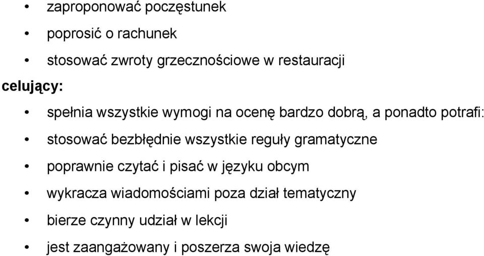 wszystkie reguły gramatyczne poprawnie czytać i pisać w języku obcym wykracza