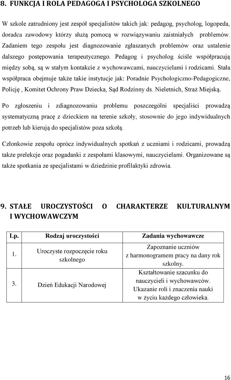 Pedagog i psycholog ściśle współpracują między sobą, są w stałym kontakcie z wychowawcami, nauczycielami i rodzicami.