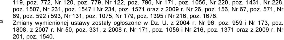 1075, Nr 179, poz. 1395 i Nr 216, poz. 1676. 2) Zmiany wymienionej ustawy zostały ogłoszone w Dz. U. z 2004 r. Nr 96, poz.