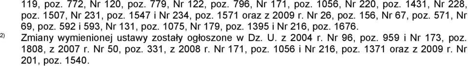 1075, Nr 179, poz. 1395 i Nr 216, poz. 1676. 2) Zmiany wymienionej ustawy zostały ogłoszone w Dz. U. z 2004 r. Nr 96, poz.